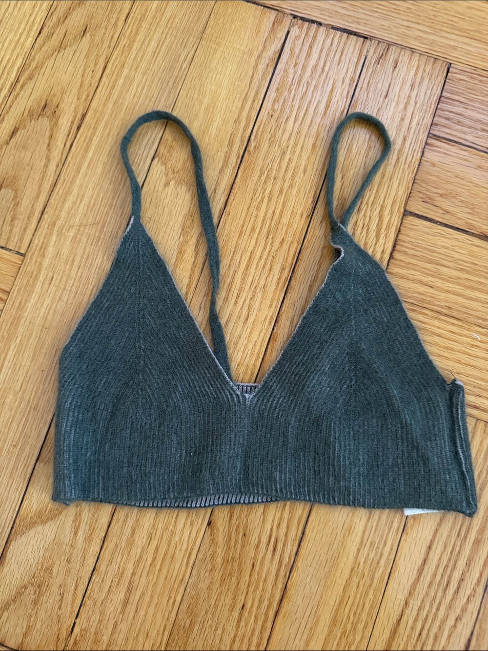 Jacquemus La Chemise Bahia Soft Ribbed Knit Bralette in Light Green